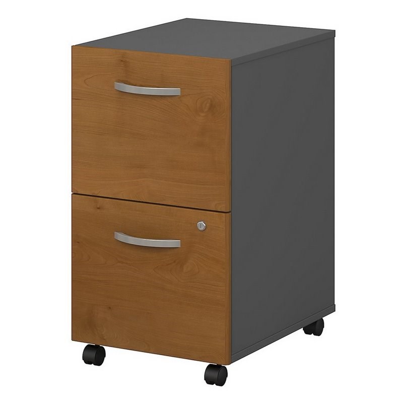 Home Square 2 Piece Engineered Wood Mobile Filing Cabinet Set in Natural Cherry