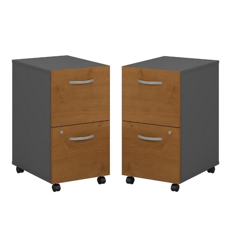 Home Square 2 Piece Engineered Wood Mobile Filing Cabinet Set in Natural Cherry