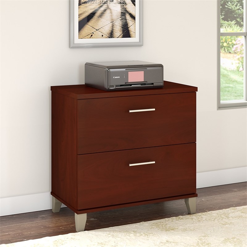 Home Square 2 Piece Wood Lateral Filing Cabinet Set in Hansen Cherry