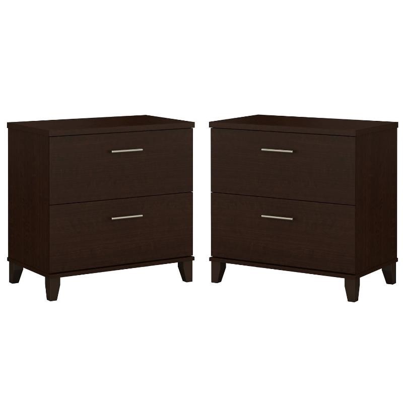 Home Square 2 Piece Wood Lateral Filing Cabinet Set in Mocha Cherry