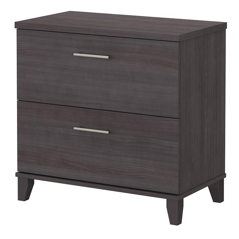 Home Square 2 Piece Wood Lateral Filing Cabinet Set in Storm Gray