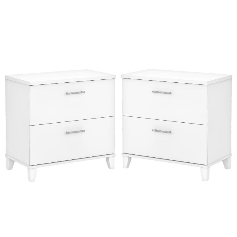Home Square 2 Piece Engineered Wood Lateral Filing Cabinet Set in White
