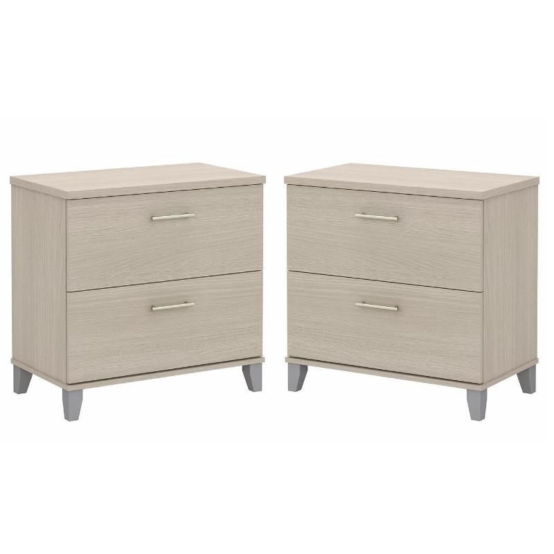 Home Square 2 Piece Engineered Wood Lateral Filing Cabinet Set in Sand Oak