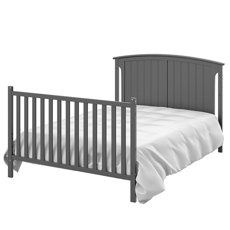 Baby Crib with Changing Table and 6 Drawer Double Dresser Set in Slate Gray