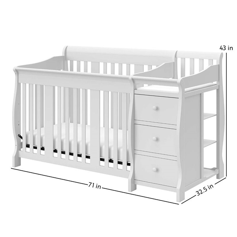 Baby Crib with Changing Table and 6 Drawer Double Dresser Set in Pure White