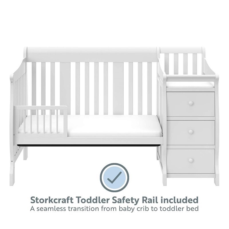 Baby Crib with Changing Table and 6 Drawer Double Dresser Set in Pure White