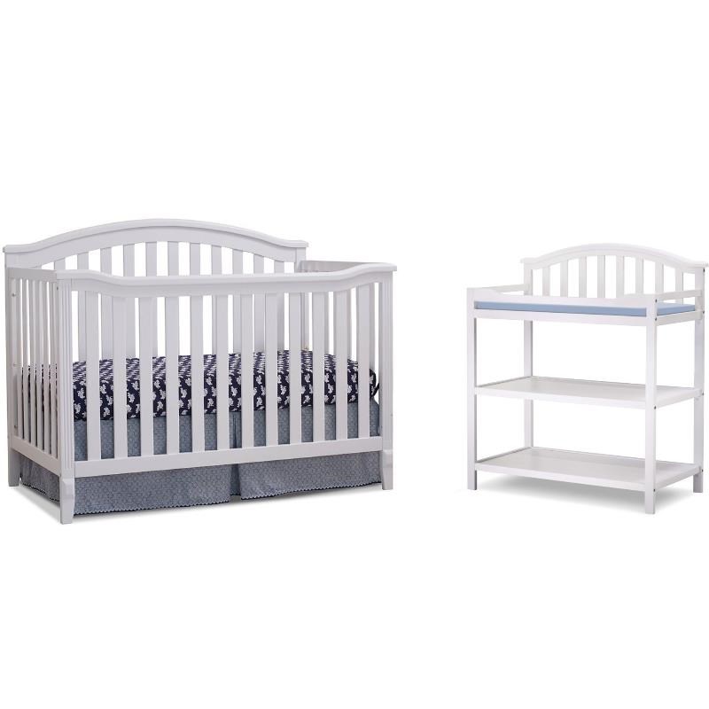 Baby Crib and Changing Table 2 Piece Set in White