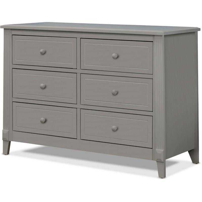 Baby Crib with Changing Table and 6 Drawer Double Dresser Set in Weathered Gray