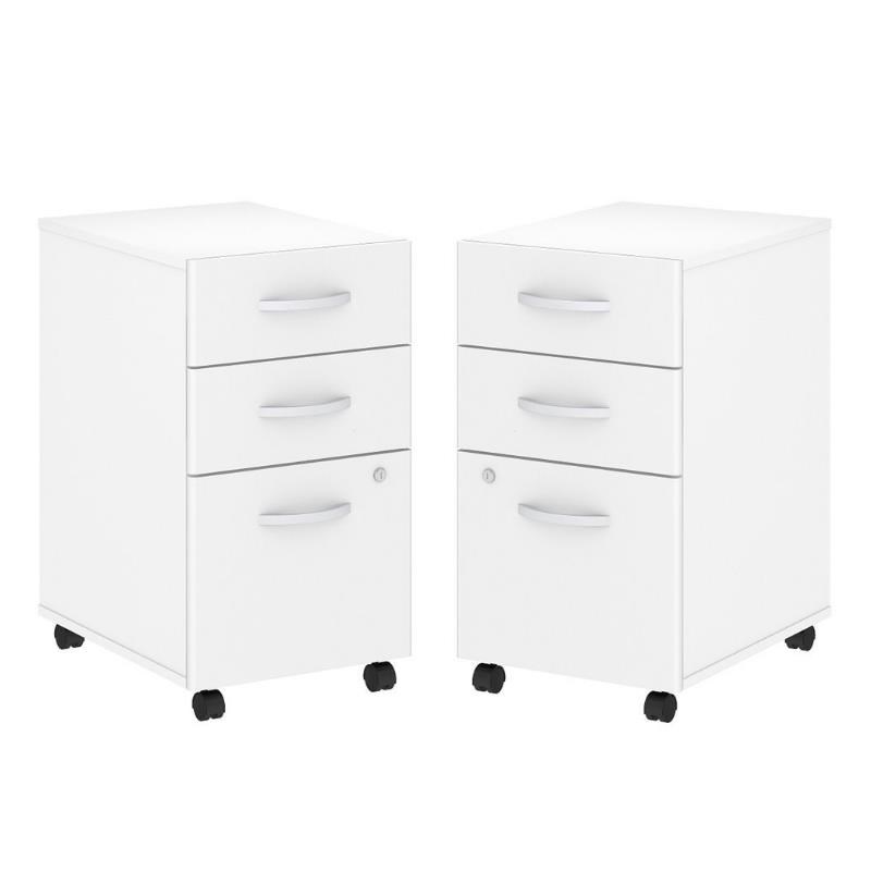 Home Square 2 Piece Wood Filing Set with 3 Drawer in White