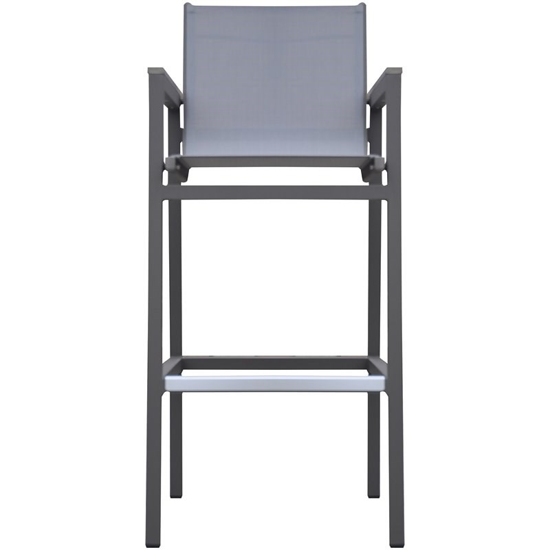 Home Square 2 Piece Modern Aluminum Patio Bar Stool Set in Gray