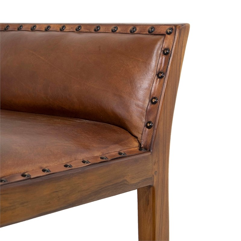 Home Square 2 Piece Mid Century Modern Leather Counter Stool Set in