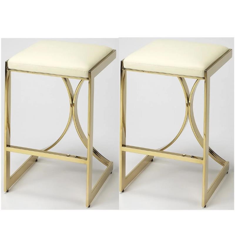 Faux Leather Counter Stool, Ivory Faux Leather Counter Stools