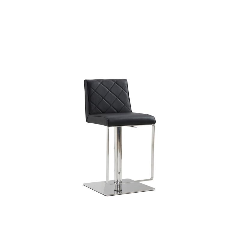 Home Square 2 Piece Modern Stainless Steel Adjustable Bar Stool Set in Black