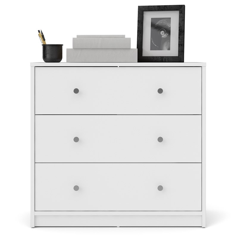 Home Square 4 Piece Bedroom Set with Chest Nightstand and 2 Dressers in White