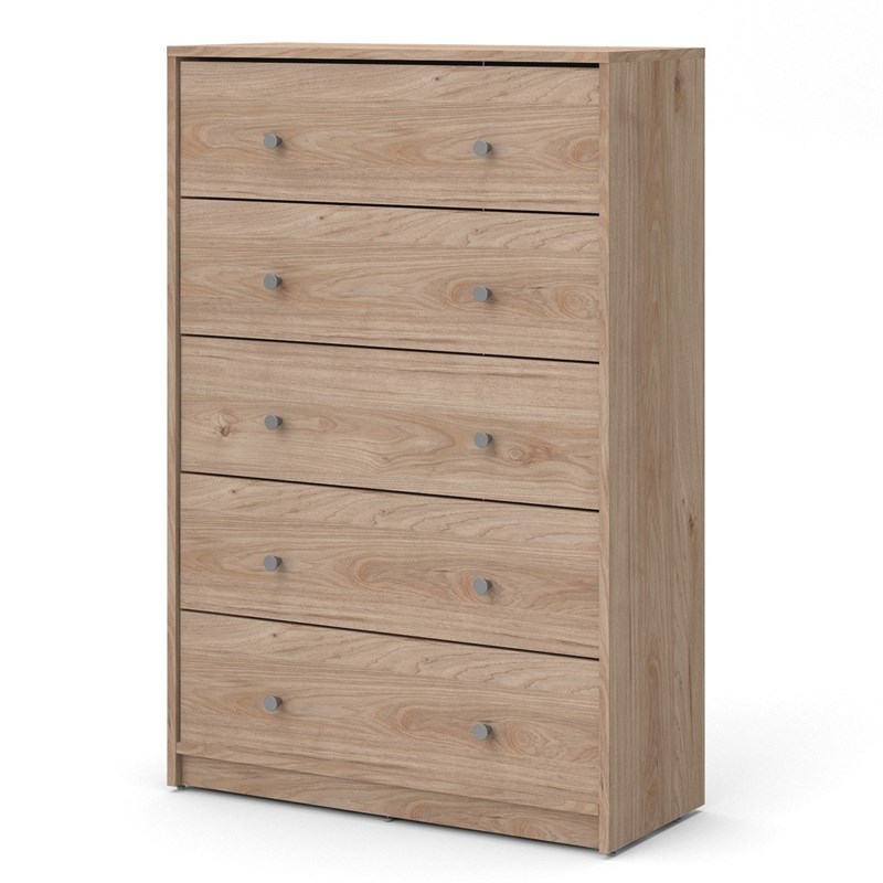 Home Square 4 Piece Bedroom Set with Chest Nightstand and 2 Dressers in Oak