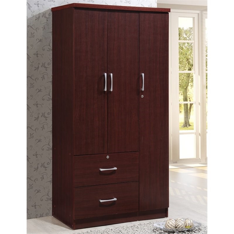 Home Square 2 Piece Bedroom Set with 3 Door Armoire and 7 Drawer Chest