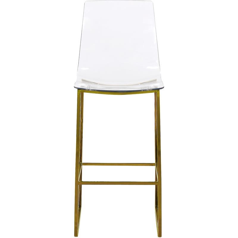 Home Square 3 Piece Polycarbonate Counter Stool Set in Gold Metal/Lucite