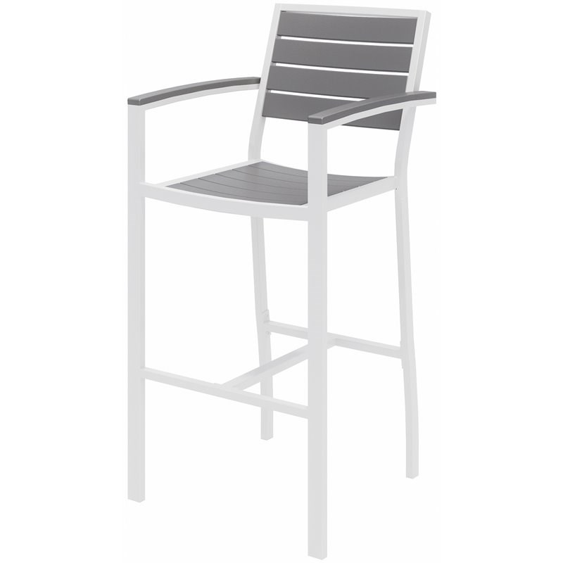 Home Square 2 Piece Aluminum Patio Bar Stool Set in Gray and White