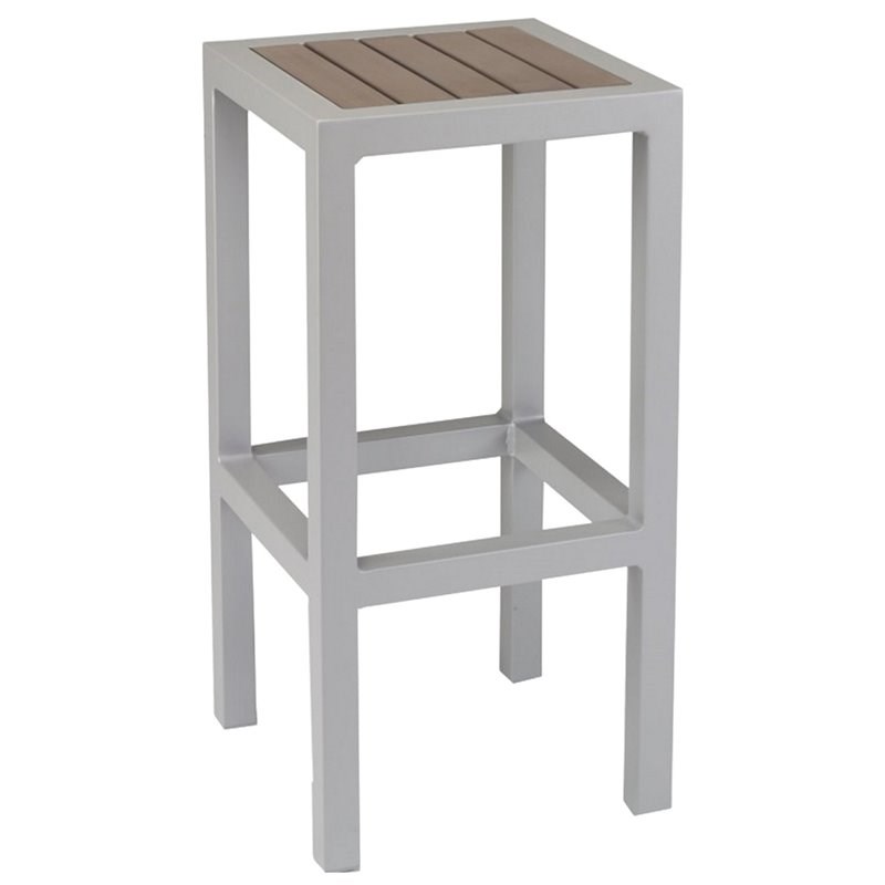 Home Square 2 Piece Backless Aluminum Patio Bar Stool Set in Silver and Gray
