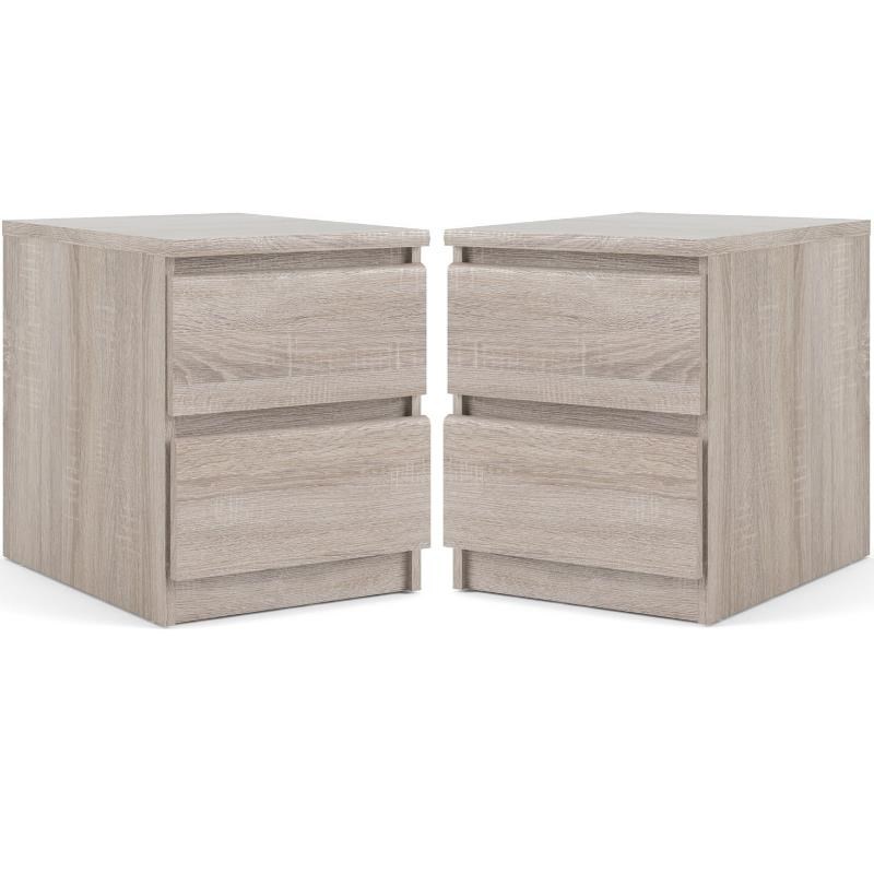 Home Square 2 Piece 2 Drawer Wood Nightstand Set in Truffle