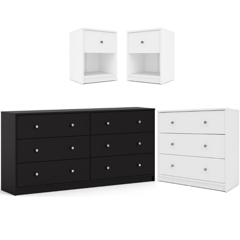 Home Square 4 Piece Furniture Set with Dresser 3 Drawer Chest and 2 Nightstands