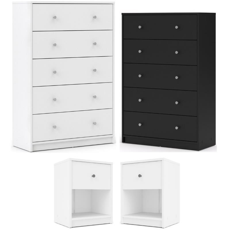 Home Square 4-Piece Furniture Set with 2 5-Drawer Chests and 2 Nightstands