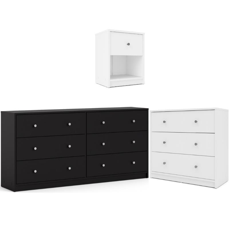 Home Square 3 Piece Furniture Set with Dresser Nightstand and 3 Drawer Chest