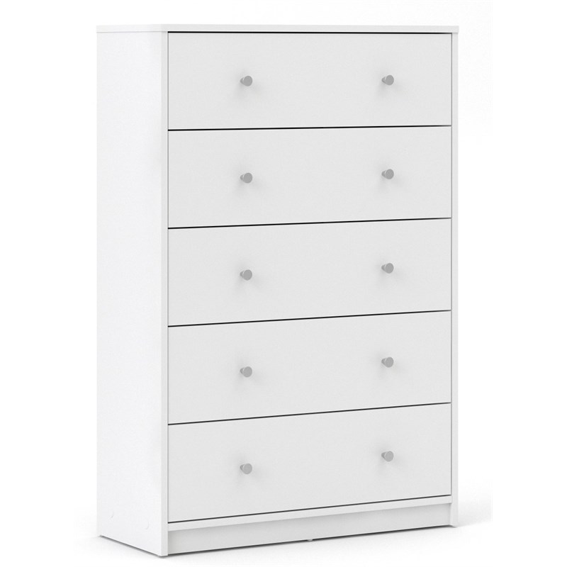 Home Square 3 Piece Set with 2 5-Drawer Chests and 1 Drawer Wood Nightstand