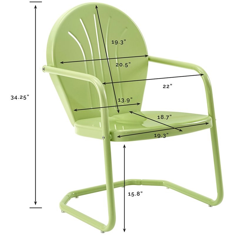 Home Square Griffith 3 Piece Modern Metal Patio Chair Set in Key Lime