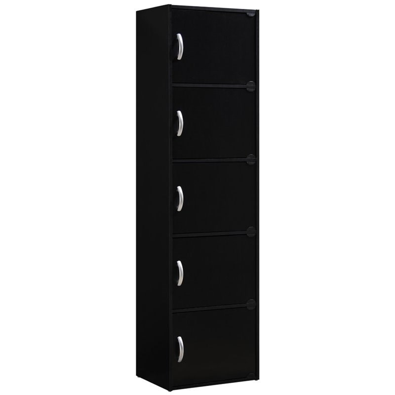 Home Square 3-Piece Set with 2 5-Shelf Bookcases and 4 Shelf Bookcase in Black