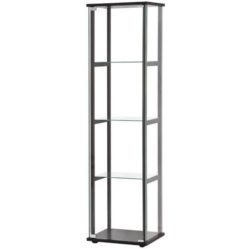 Home Square 2 Piece Glass Curio Cabinet Set with 4 Shelf and 3 Shelf in Black