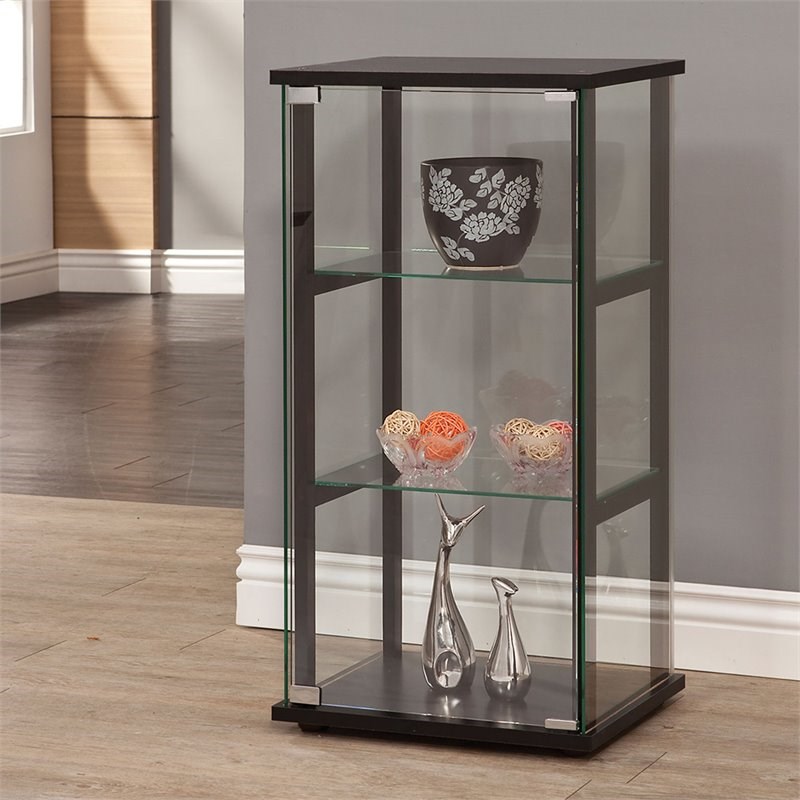 Home Square 2 Piece Glass Curio Cabinet Set with 4 Shelf and 3 Shelf in Black