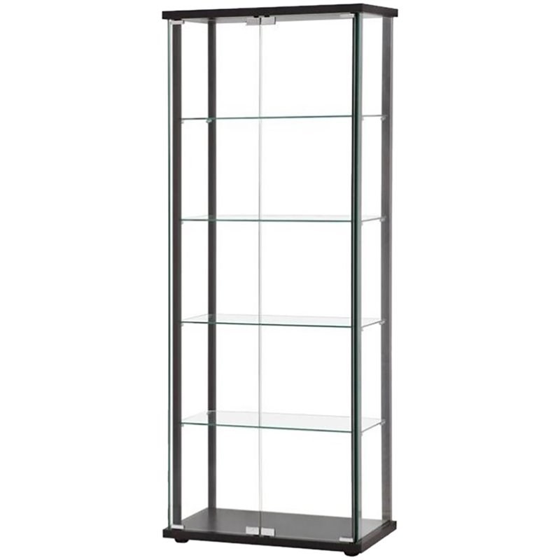 Home Square 2 Piece Glass Curio Cabinet Set with 3 Shelf and 5 Shelf in Black