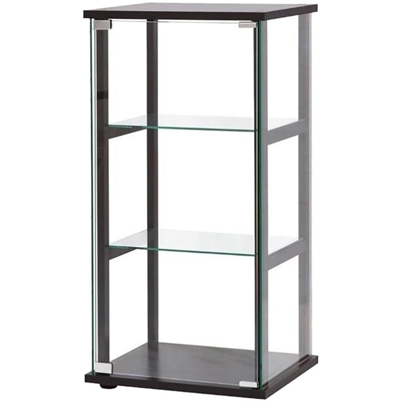 Home Square 2 Piece Glass Curio Cabinet Set with 3 Shelf and 5 Shelf in Black