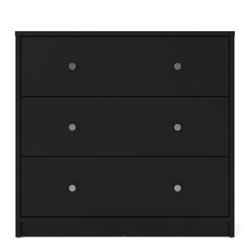Home Square 3 Piece Set with 3 Drawer Chest and 2 1-Drawer Nightstands in Black