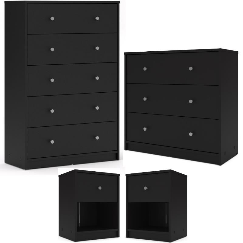 Home Square 4 Piece Furniture Set with 2 Chests and 2 Nightstands in Black