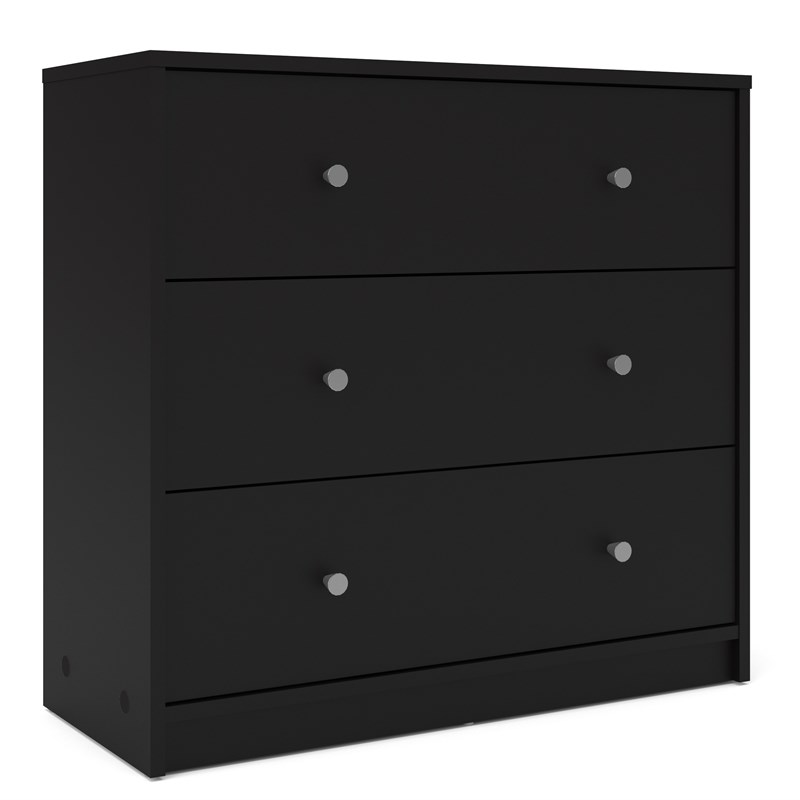 Home Square 2 Piece Set with 3 Drawer Chest and 6 Drawer Double Dresser in Black