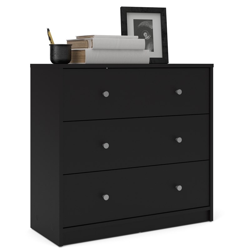 Home Square 2 Piece Set with 3 Drawer Chest and 6 Drawer Double Dresser in Black