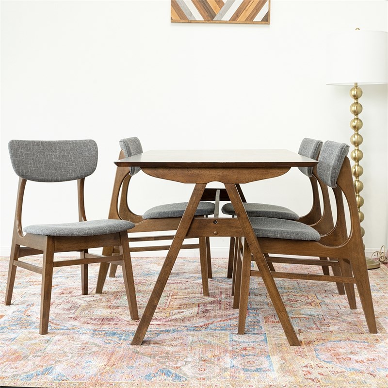 Home Square 4 Piece Furniture Set with Dining Table Bench and 2 Dining Chairs