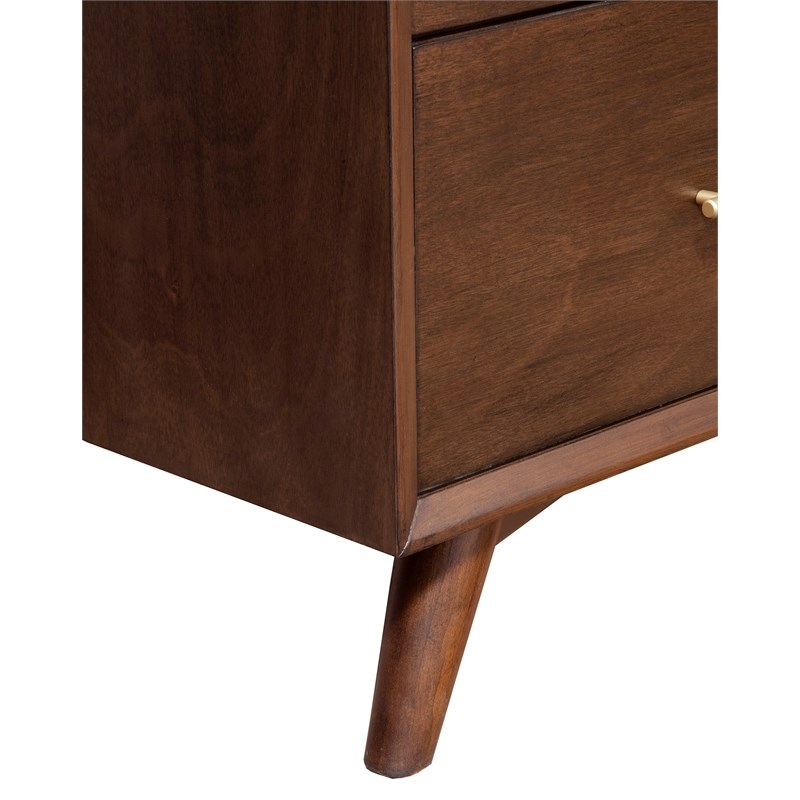Home Square 3 Piece Set with Nightstand and 3-Drawer Accent Chest in Walnut