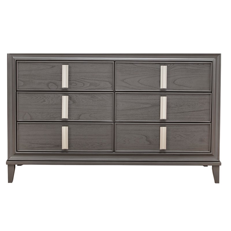 Home Square 2 Piece Set with Wood 6-Drawer Dresser & 5-Drawer Chest in Dark Gray
