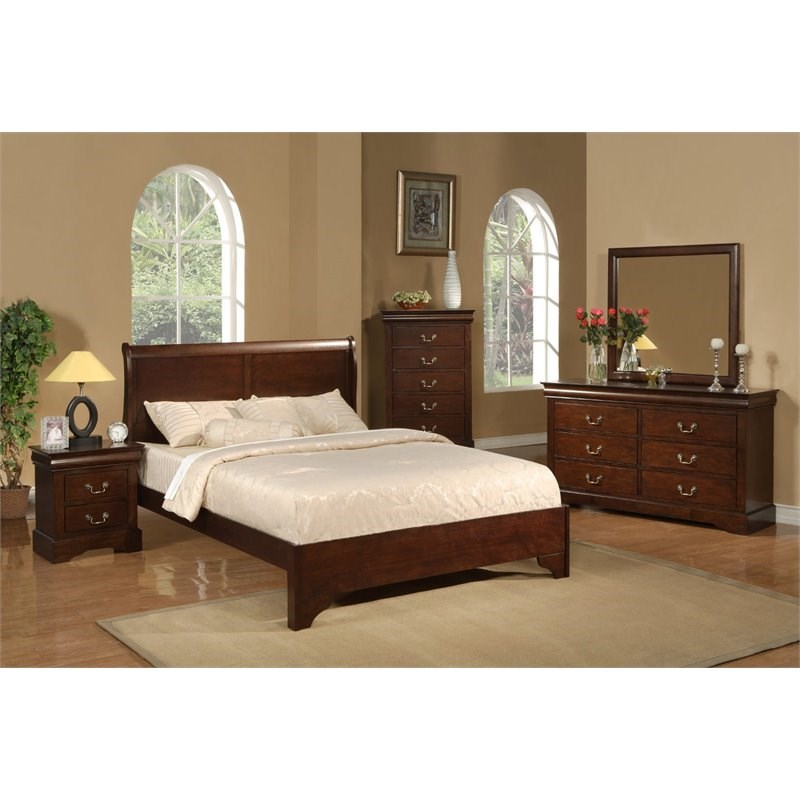 Home Square 3 Piece Furniture Set with Wood Nightstand and Dresser in Cappuccino