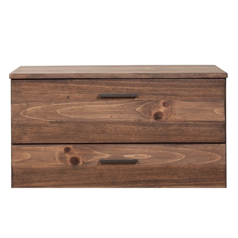 Home Square 2 Piece Set with Nightstand and 3-Drawer Accent Chest in Rustic Pine
