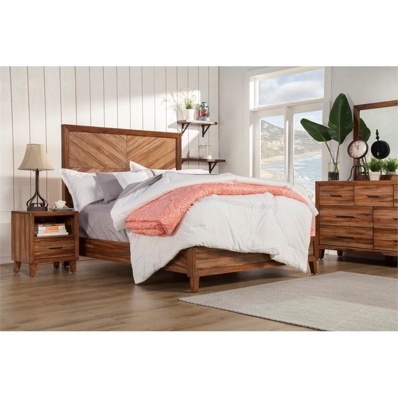 Home Square 2 Piece Set with Nightstand & Multifunction Chest in Toffee (Brown)