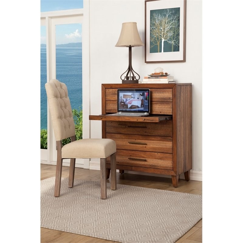 Home Square 2 Piece Set with Nightstand & Multifunction Chest in Toffee (Brown)