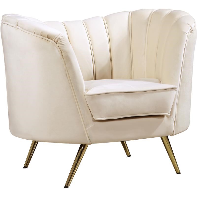 Home Square 3-Piece Set with Accent Chair Loveseat & Sofa in Cream and Gold