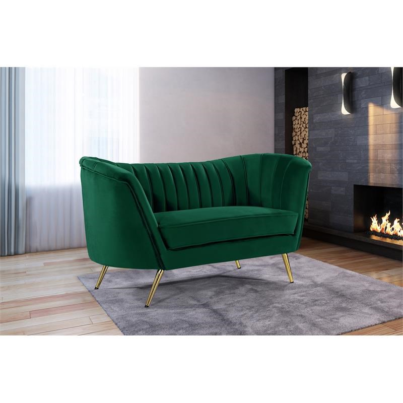 Home Square 3-Piece Set with Accent Chair Loveseat and Sofa in Green and Gold