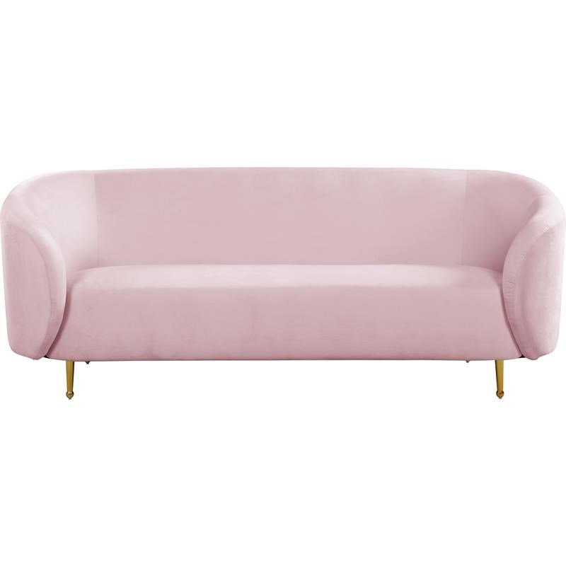 Home Square 2-Piece Set with Velvet Accent Chair and Sofa in Pink and Gold