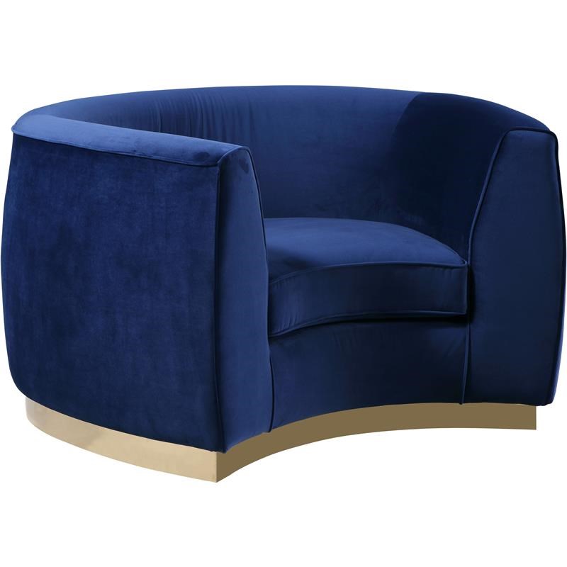 Home Square 3-Piece Set with Accent Chair Chaise and Sofa in Navy and Gold
