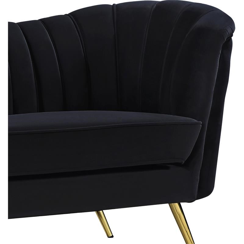 Home Square 3-Piece Set with Accent Chair Loveseat & Sofa in Black and Gold